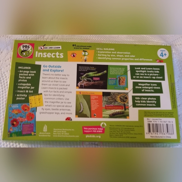 NIB Sealed PBS Look Learn Insects 64 Page Book Magnifier Jar Activity Poster - Picture 4 of 6